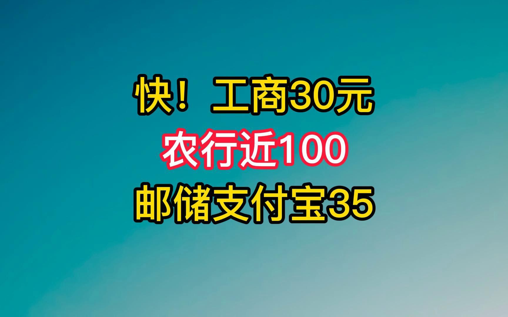 工商30,农行100,邮储支付宝35元!哔哩哔哩bilibili