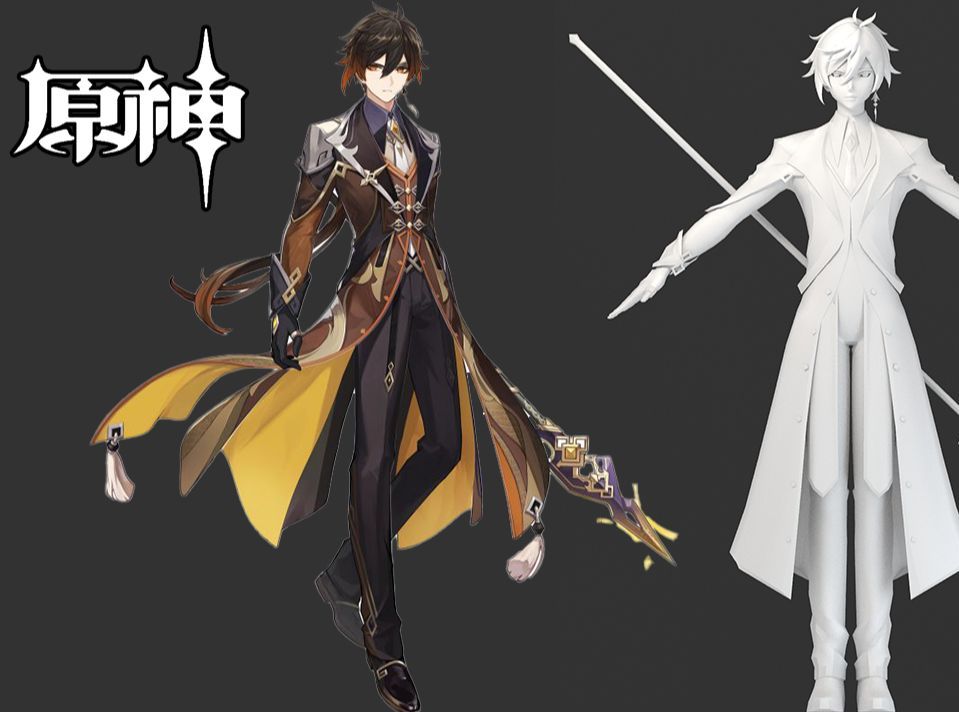 爆肝三小时教你如何制作原神钟离人物模型,3dmax游戏人物全身制作