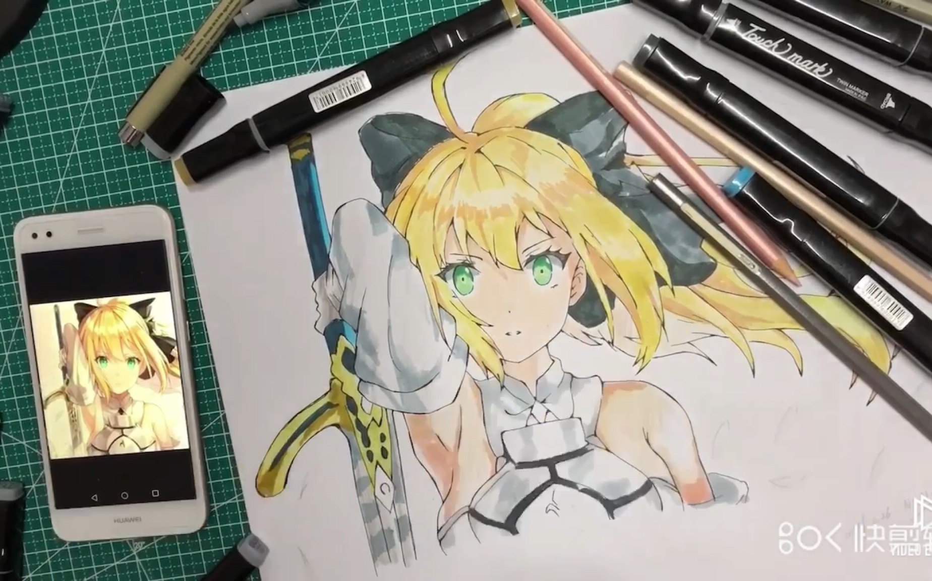 【马克笔】手绘saber_哔哩哔哩 (゜-゜)つロ 干杯~-bilibili