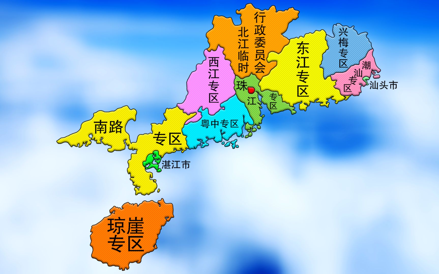 1949建国那年广东省的地图是什么样的动画还原当时的广东省