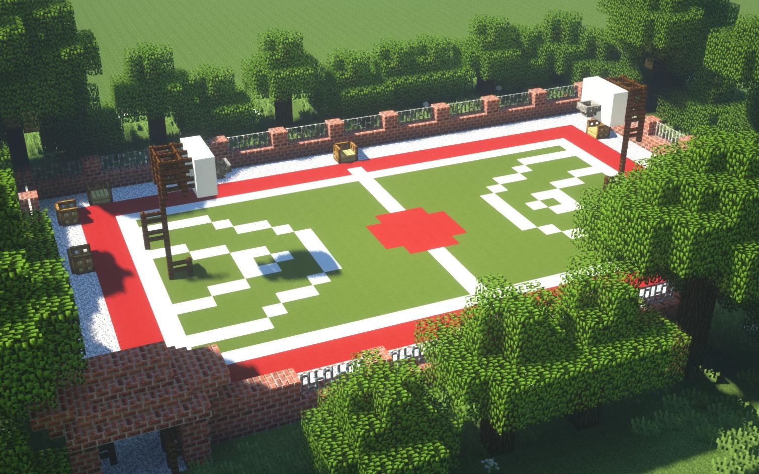 【我的世界】建造一个简易篮球场!