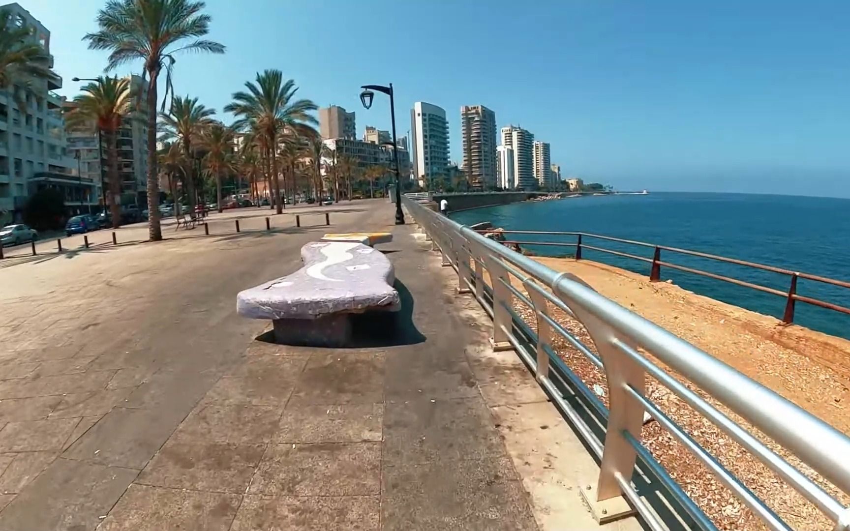 黎巴嫩首都贝鲁特 海滨慢跑实景 跑步机跑步,健步走有氧伴侣