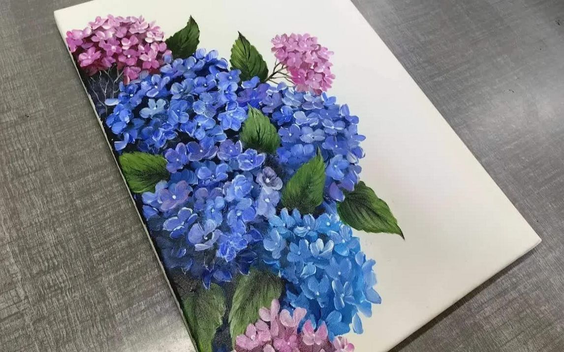 [图]【丙烯画】【绘画教程】绣球花-Eady Colourful Hydrangea Painting