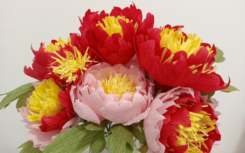 皱纹纸花教程〕超漂亮的牡丹花束