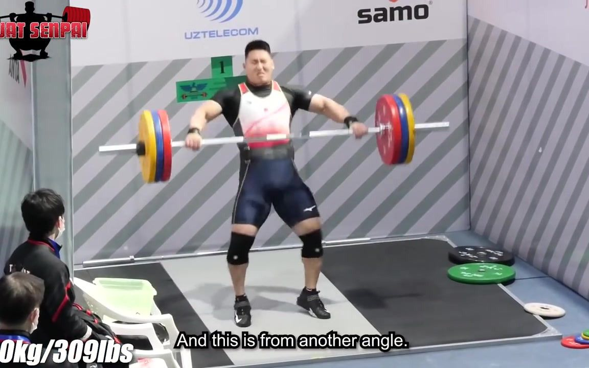 2020举重亚锦赛日本选手山本俊树抓举热身以及试举赛后采访