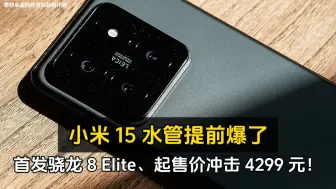 Video herunterladen: 小米 15 水管提前爆了、首发骁龙 8 Elite、起售价冲击 4299 元！