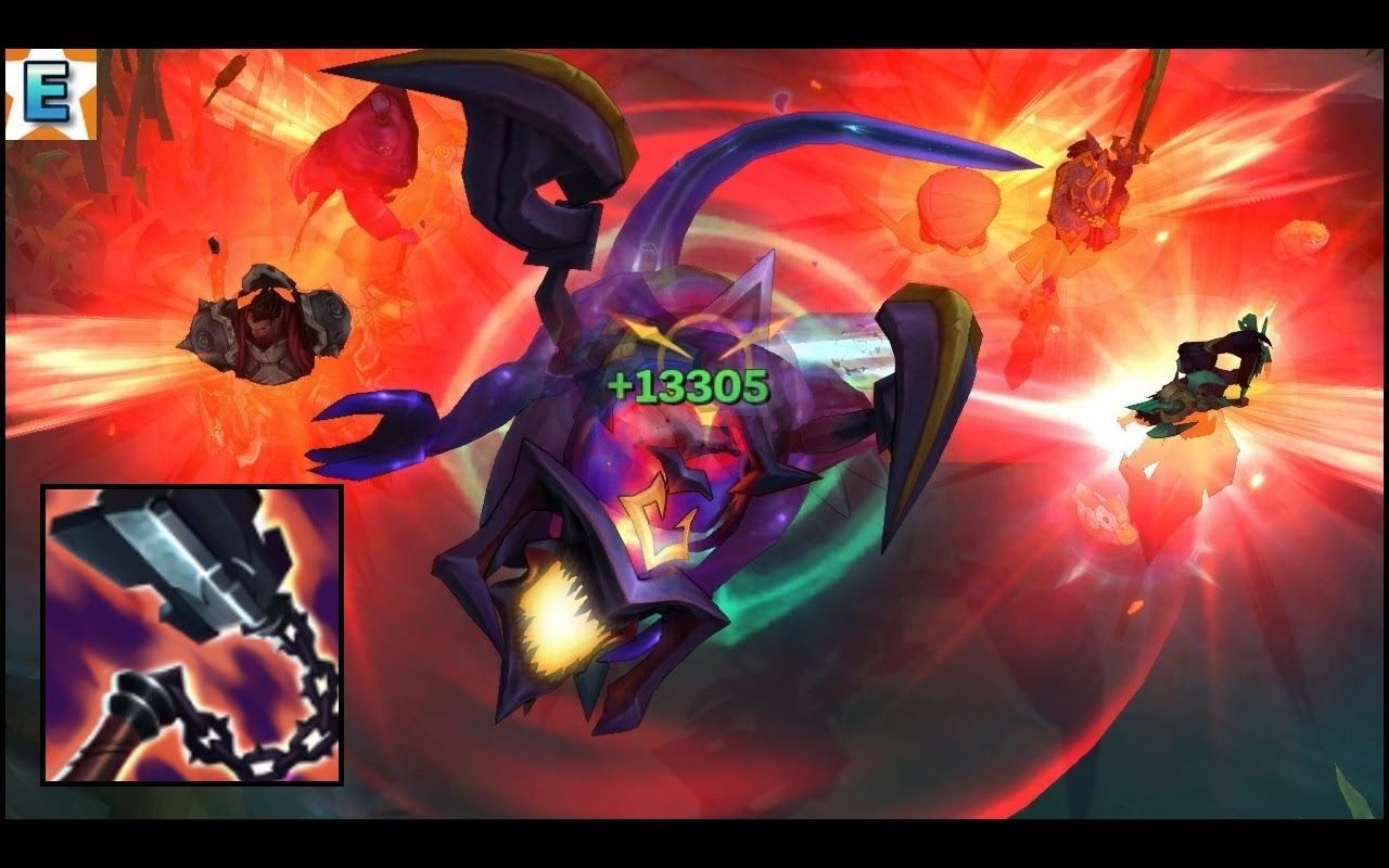 14万hp科加斯vs泉水激光英雄联盟神话装备渴血战斧效果测试