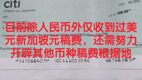 目前除人民币外仅收到过美元新加坡元稿费,还需努力开辟其他币种稿费根据地哔哩哔哩bilibili