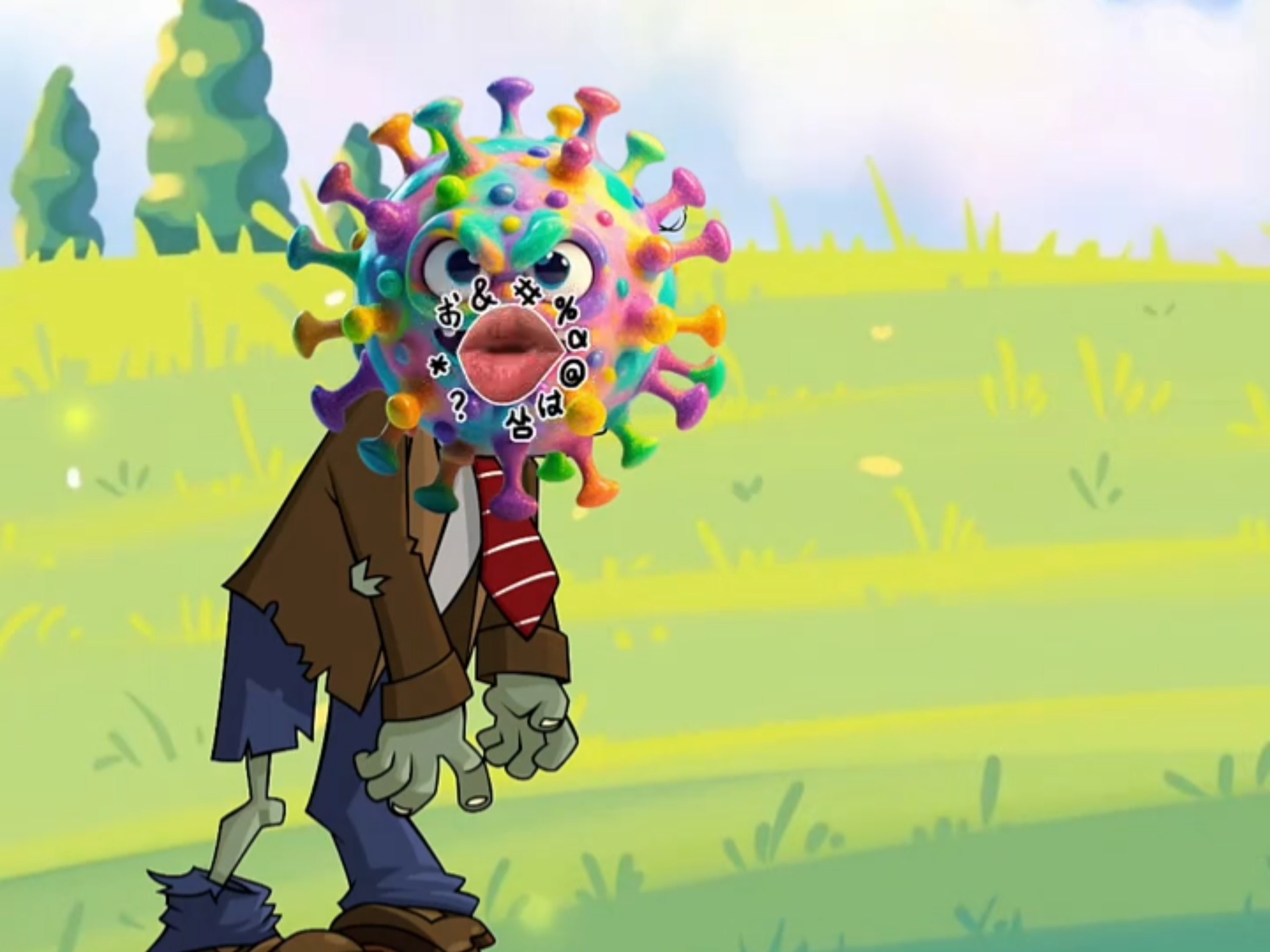 僵尸变成了七彩病毒