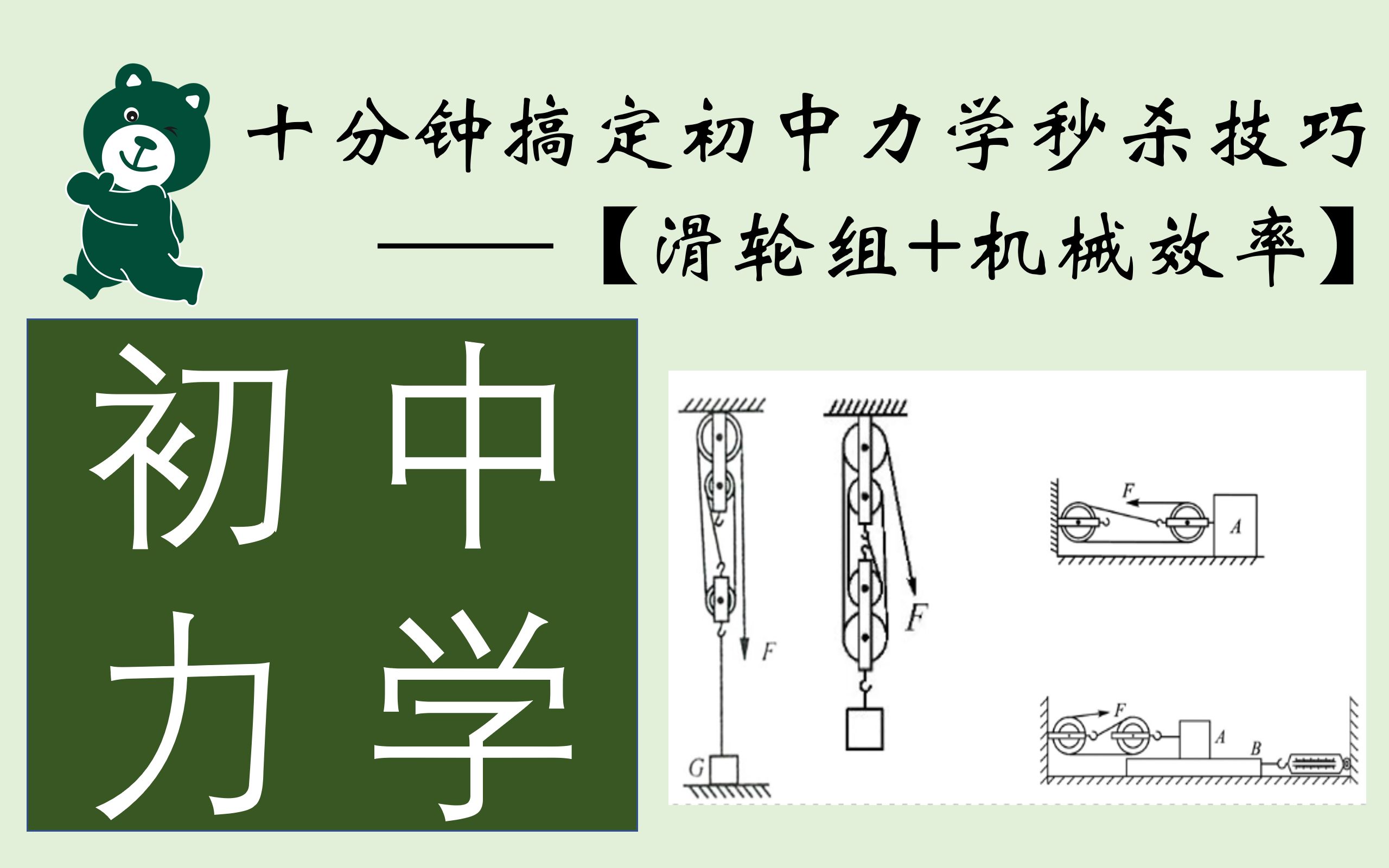 [图]【大熊】10分钟搞定初中力学【滑轮组+机械效率】秒杀技巧