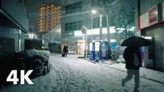 Download Video: 【4K超清】深夜独行在大雪下的东京，纯享一个小时看原本繁华的城市被大雪染白