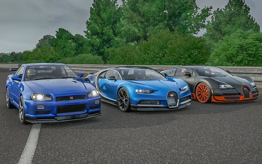 布加迪升起尾翼的那一刻,gtr赢了