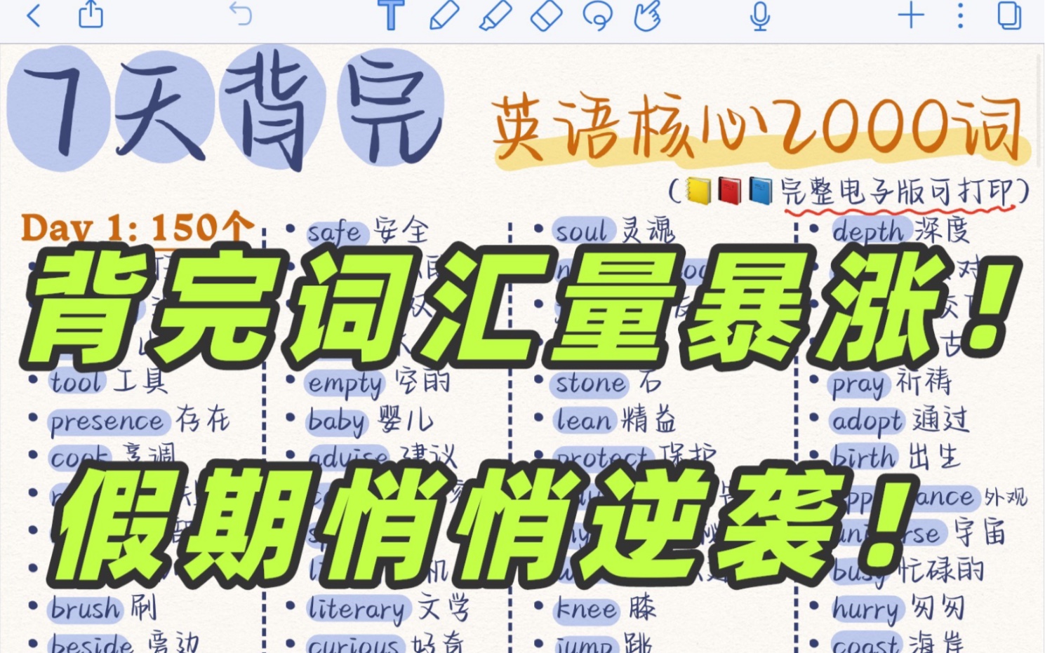 [图]高效记忆‼️7天刷爆核心2000词！词汇量暴涨！