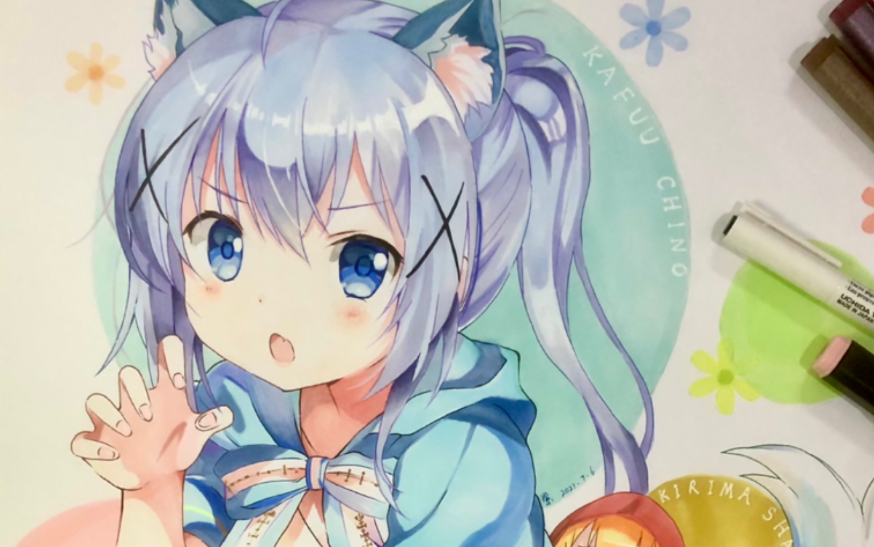 活动作品马克笔手绘香风智乃延时摄影慢速绘画过程