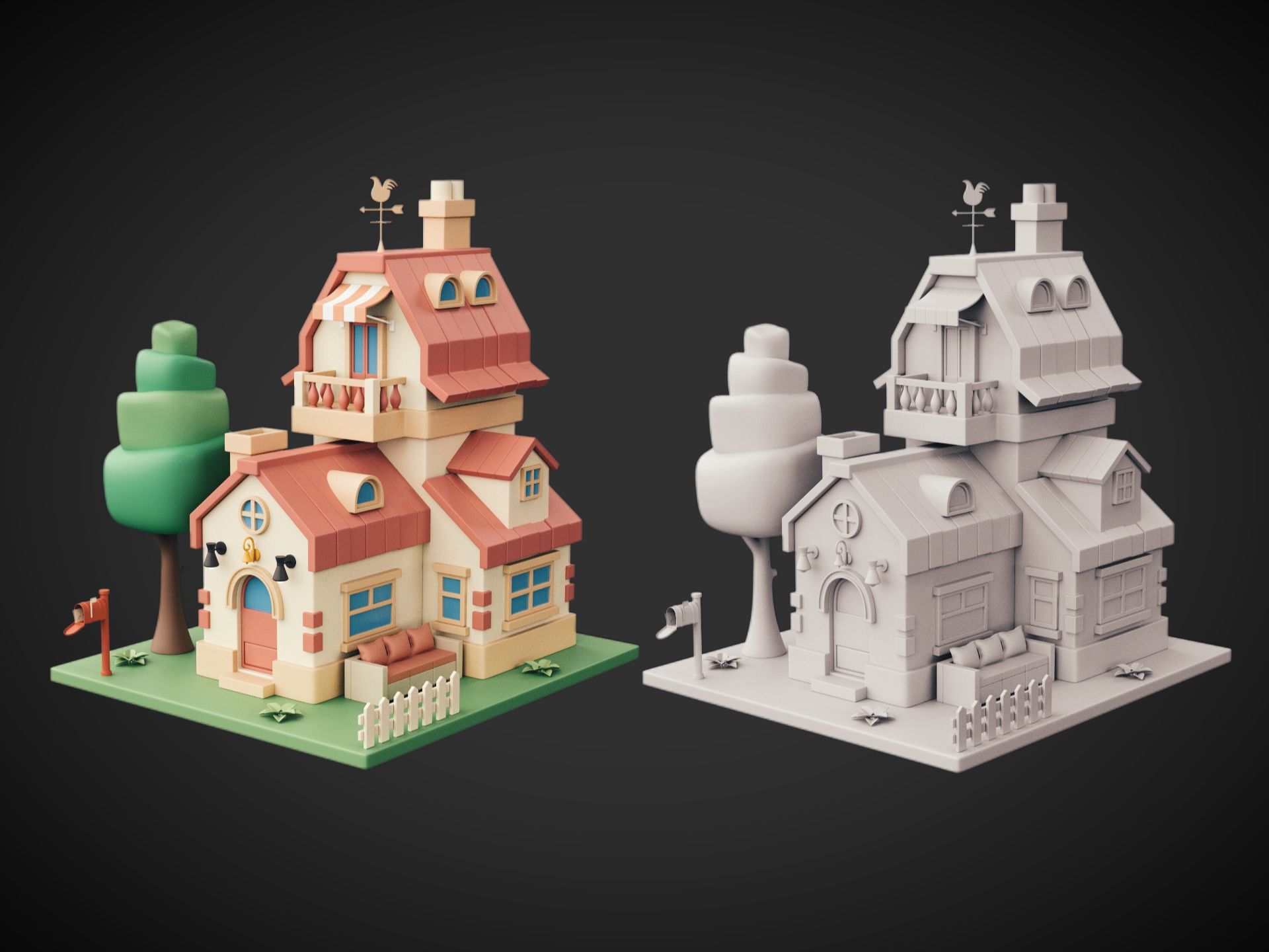 【3dmax教程】卡通场景制作!耗时两小时从零开始搭建全过程!