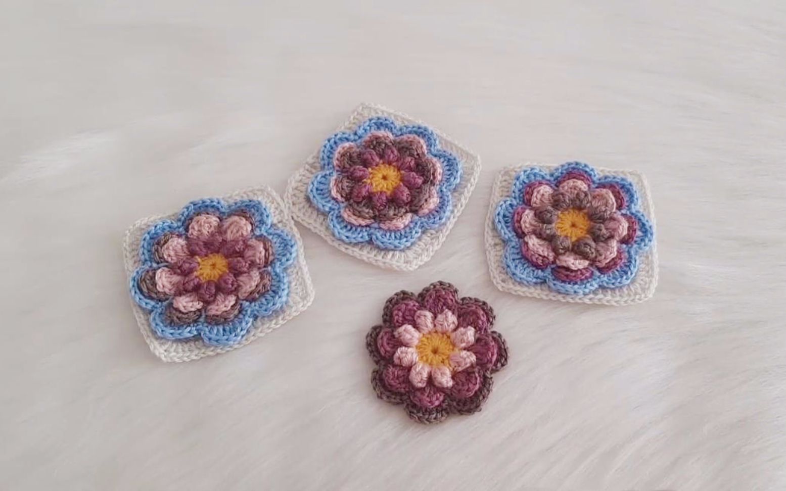 毛线编织简单又漂亮的彩色花朵