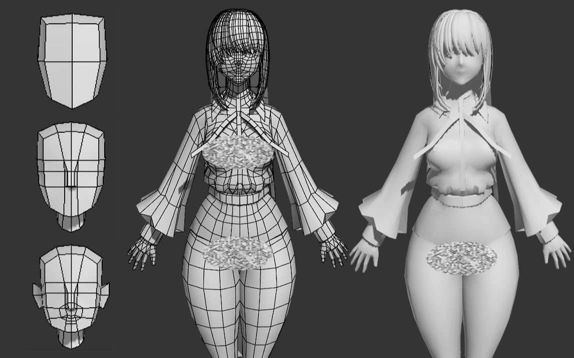 【3dmax人物建模】从拉box开始教你,女性身体布线知识,纯欲风格角色