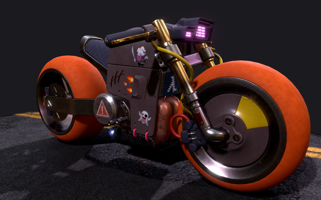 【maya机车建模】赛博朋克风格机车建模,硬表面建模技巧与布线方法