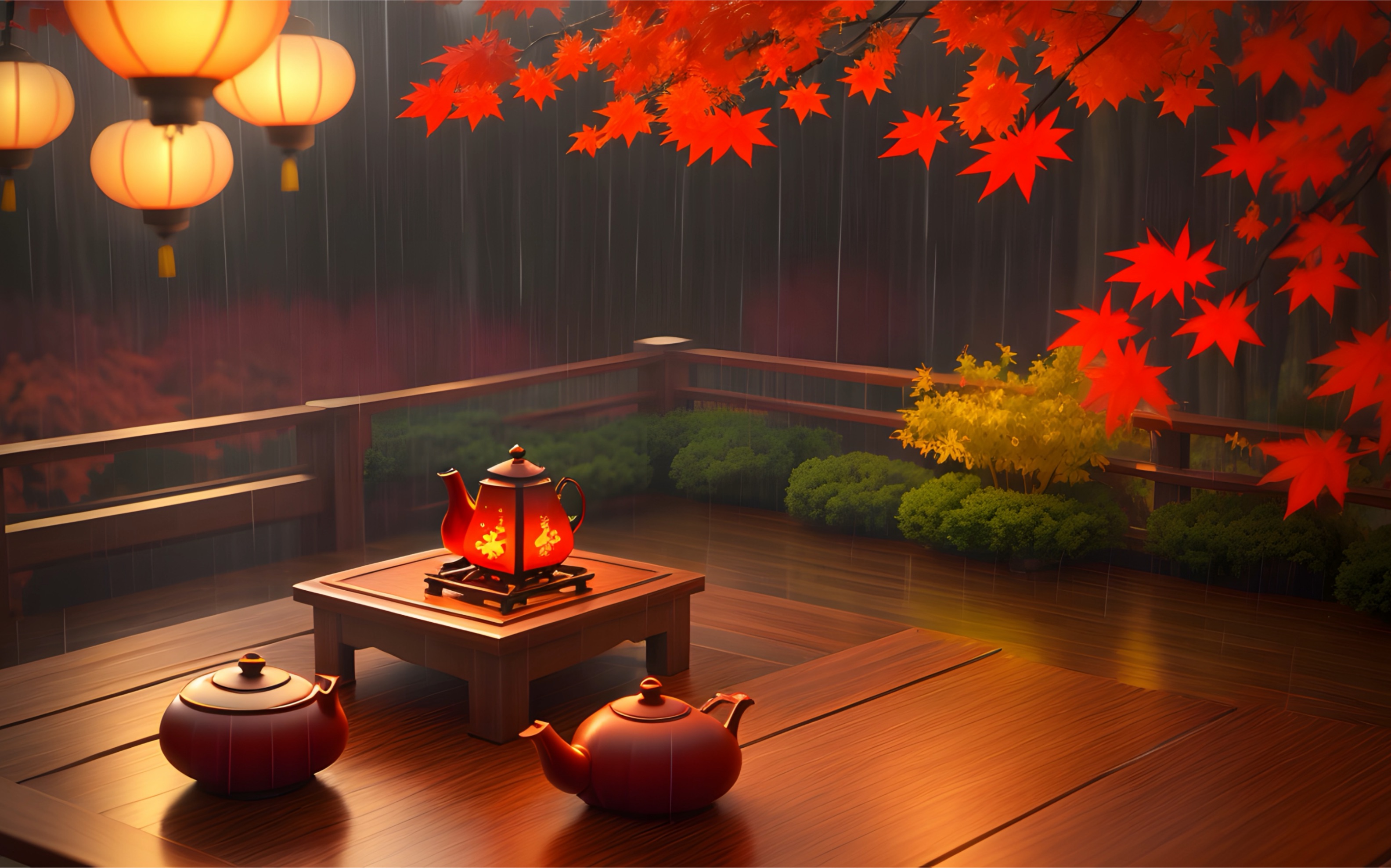 枫林听雨,赏茶