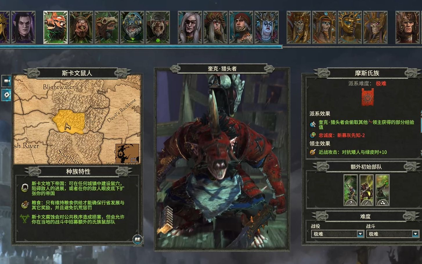 全面战争战锤2传奇领主斯卡文鼠人奎克猎头者战役开场和英雄天赋total