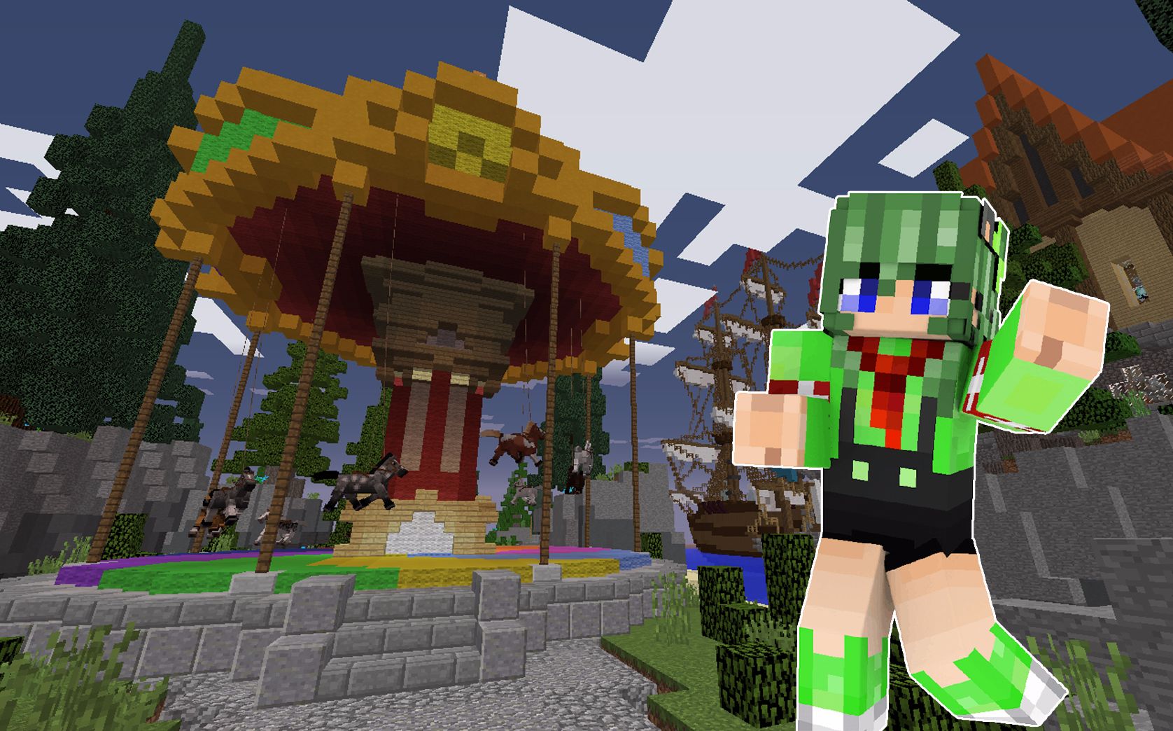 【茶茶】我的世界起床战争18 小伙伴们搭空岛