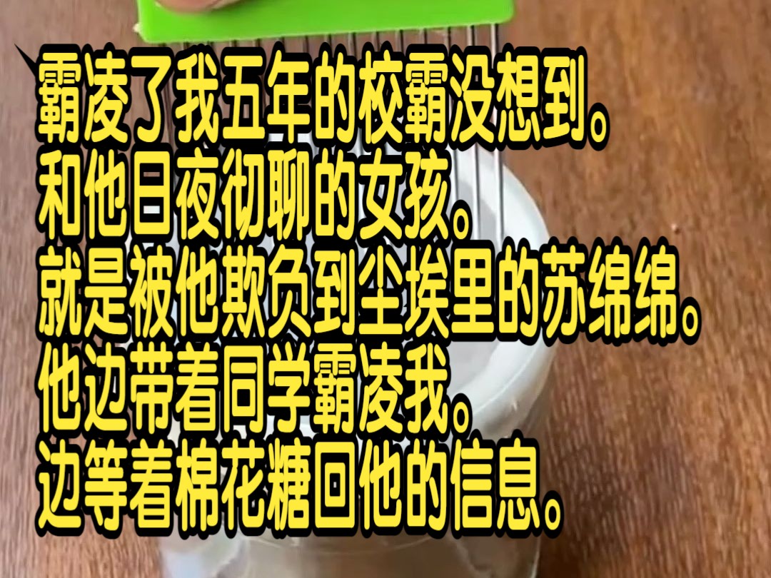 霸凌了我五年的校霸没想到,和他日夜彻聊的女孩,就是被他欺负到尘埃里的苏绵绵,他边带着同学霸凌我,边等着棉花糖回他的信息,哔哩哔哩bilibili