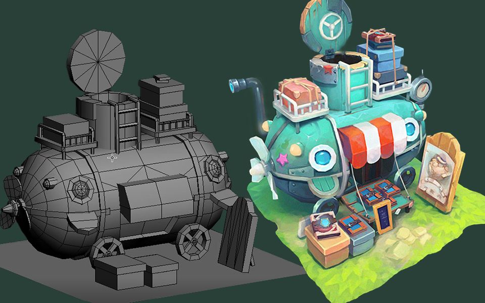 3dmax手绘场景模型制作,展uv,画贴图全流程保姆级教学