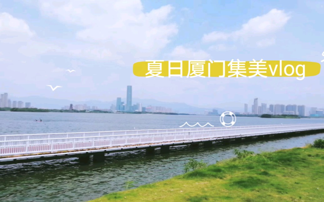 夏日厦门集美水上运动中心vlog,凉爽海风,蔚蓝海岸,水天一色,白云朵朵