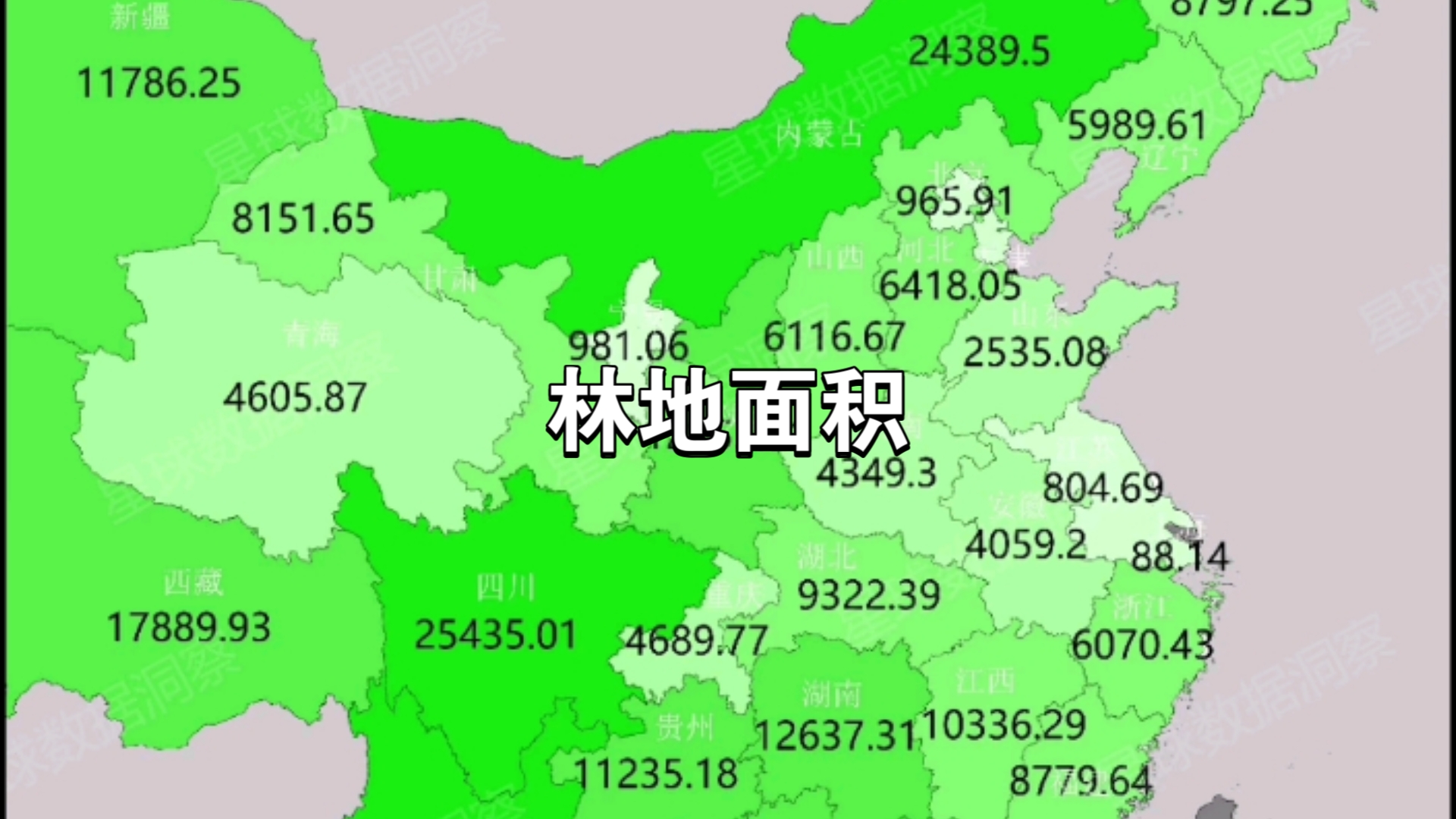 2022年各省市林地面积分布图哔哩哔哩bilibili