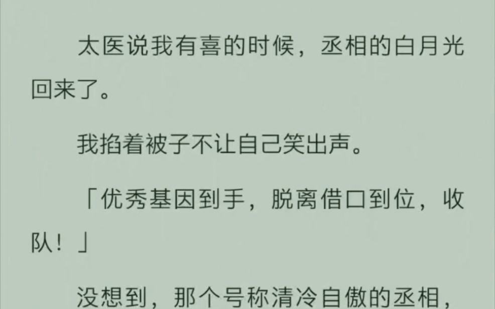 【难评】我有喜的时候,丞相的白月光回来了.我掐着被子不让自己笑出声.「优秀基因到手,脱离借口到位,收队!」没想到,那个号称清冷自傲的丞相,...