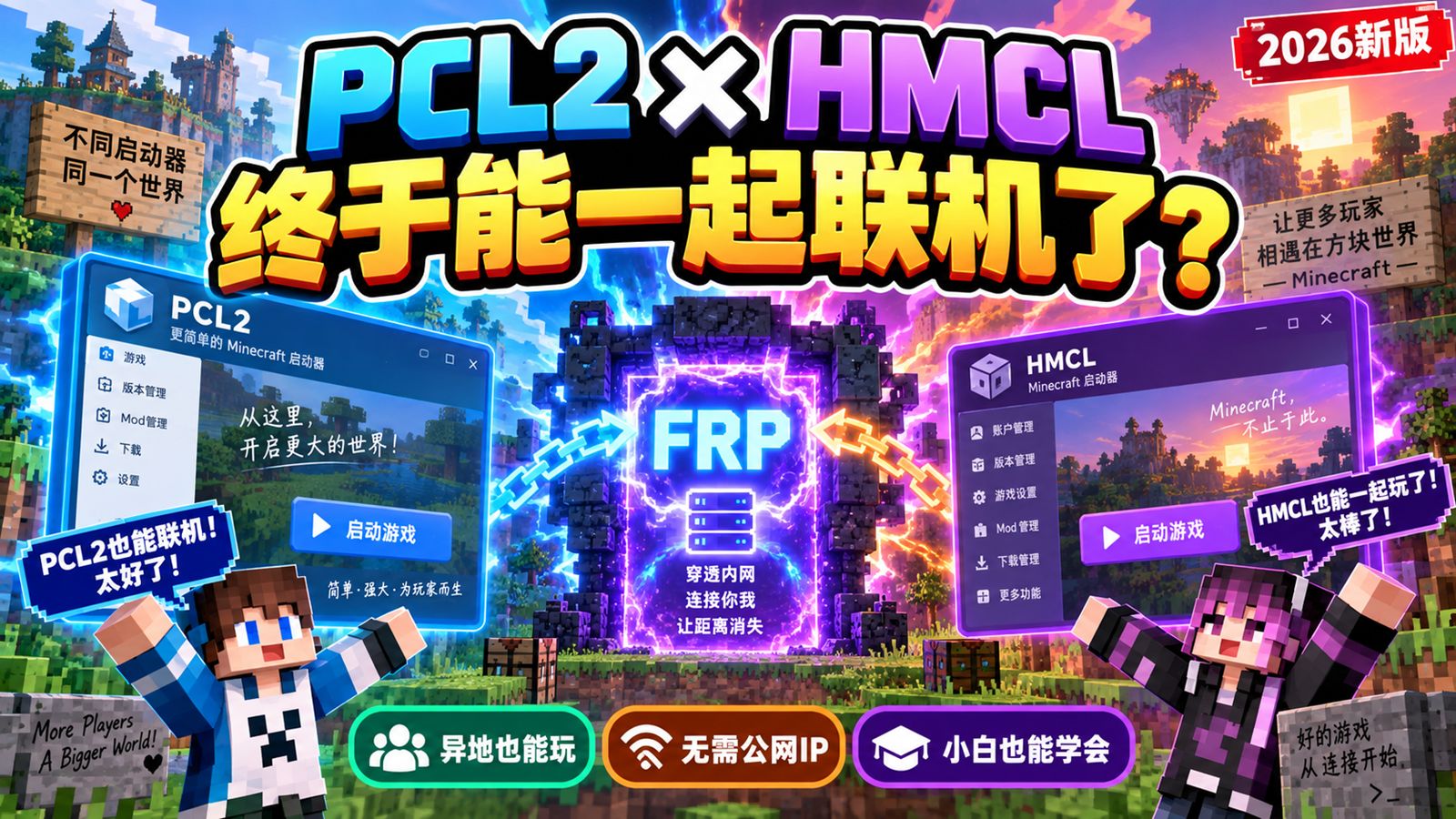 不用公网IP!自己的电脑也能开Minecraft服务器,PCL2/HMCL异地联机教程