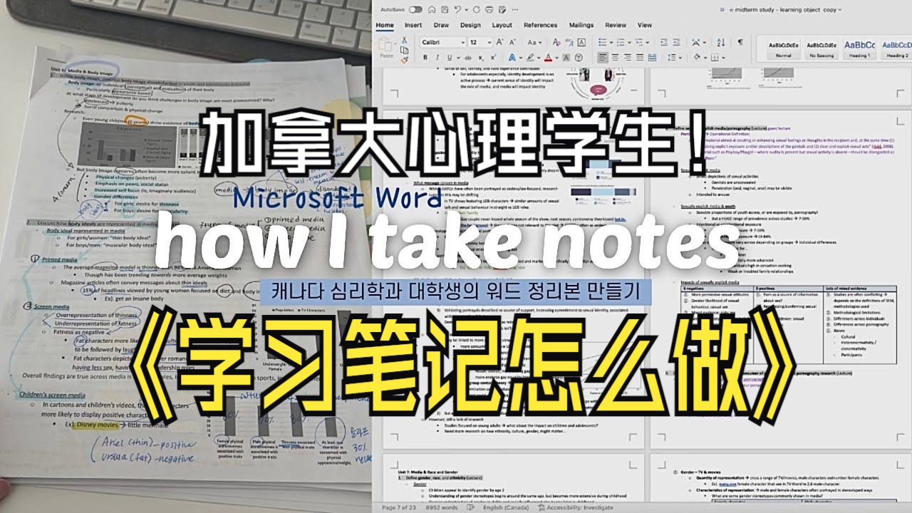 【中字/心理学/eunice】加拿大心理学大学生如何做学习笔记|基本的Word文件设置,一些有用的小技巧哔哩哔哩bilibili