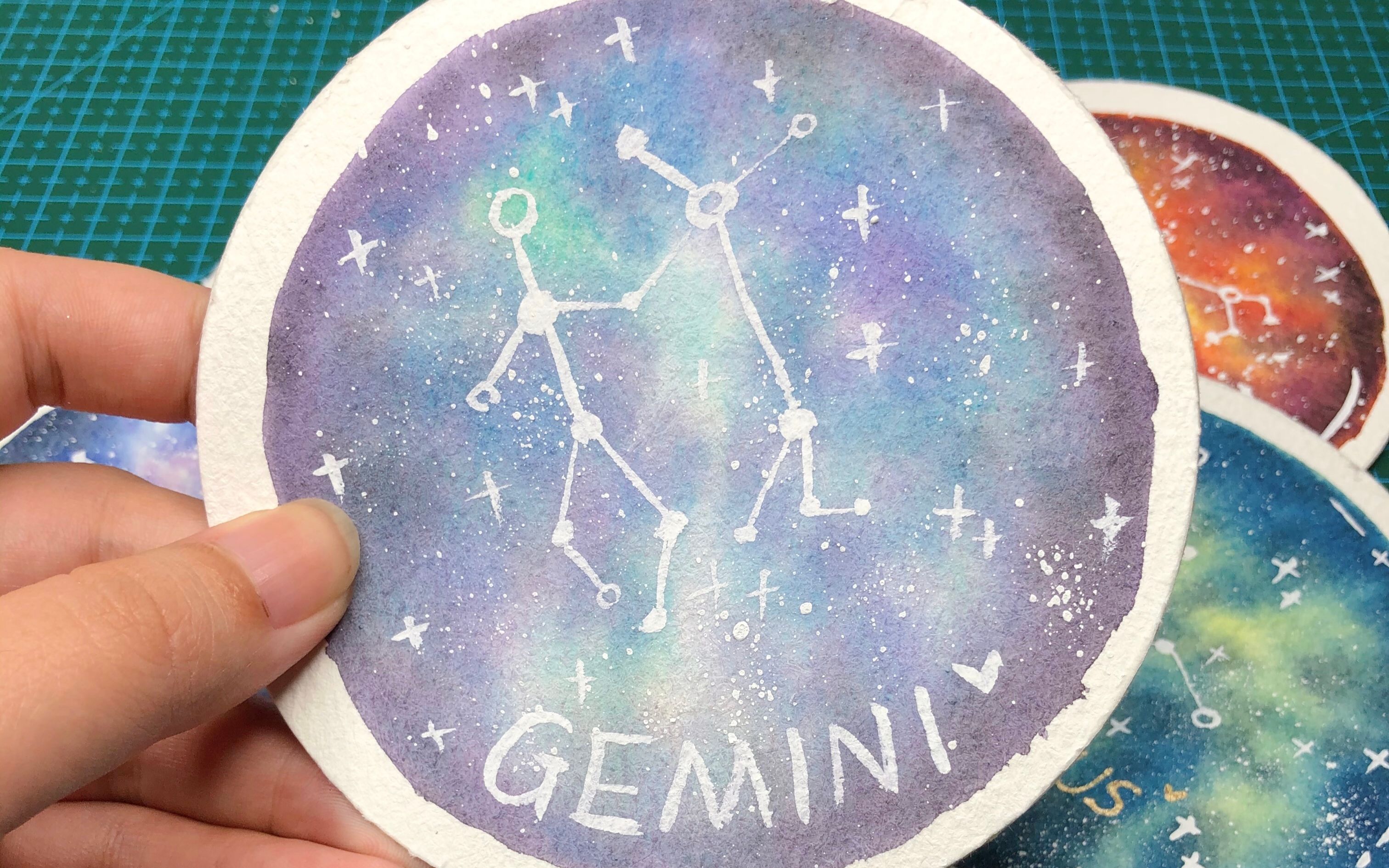 【零基础水彩教程】水晶球星空,双子座
