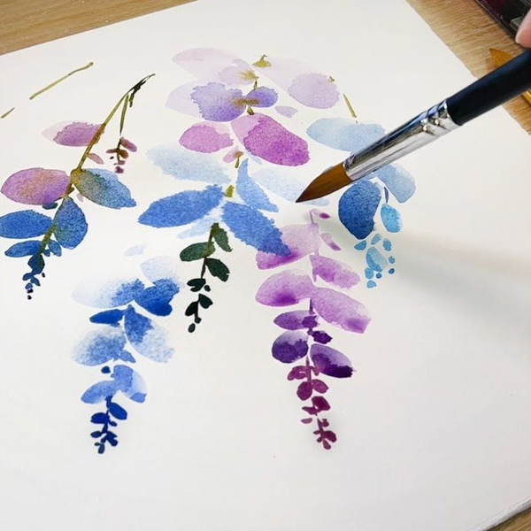 教你画充满仙气的紫藤花【水粉画】初学者适用