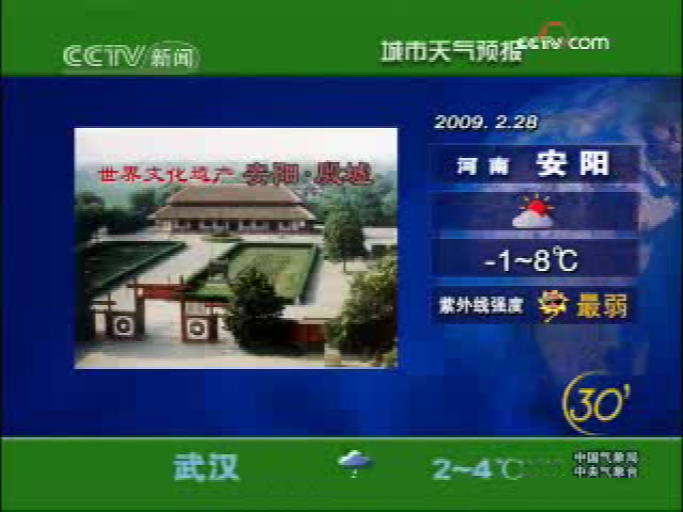2009年2月28日央视新闻频道《新闻30分》开场/结尾 中间广告及天气