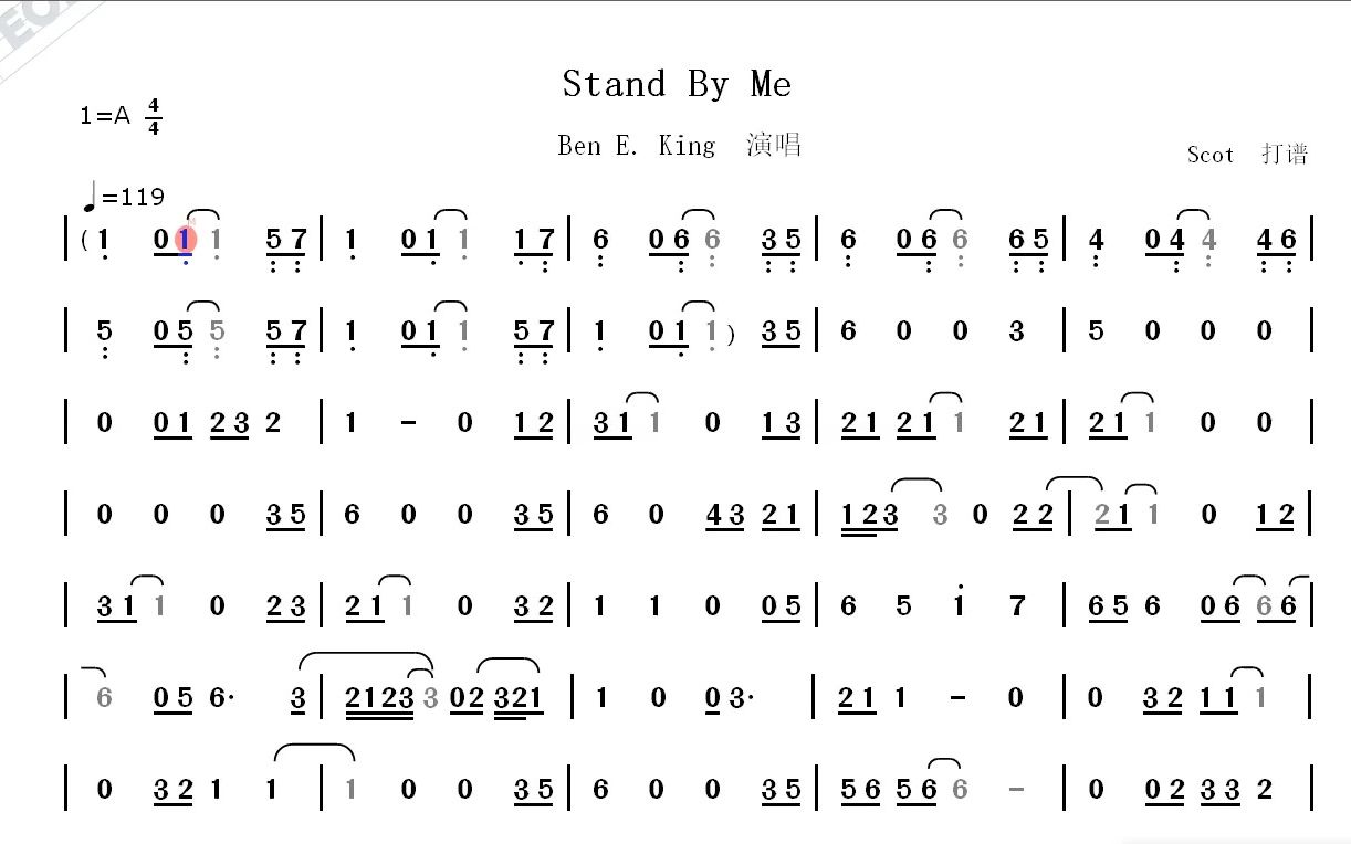 [图]Stand By Me（伴我同行）--Ben E. King演唱--动态简谱