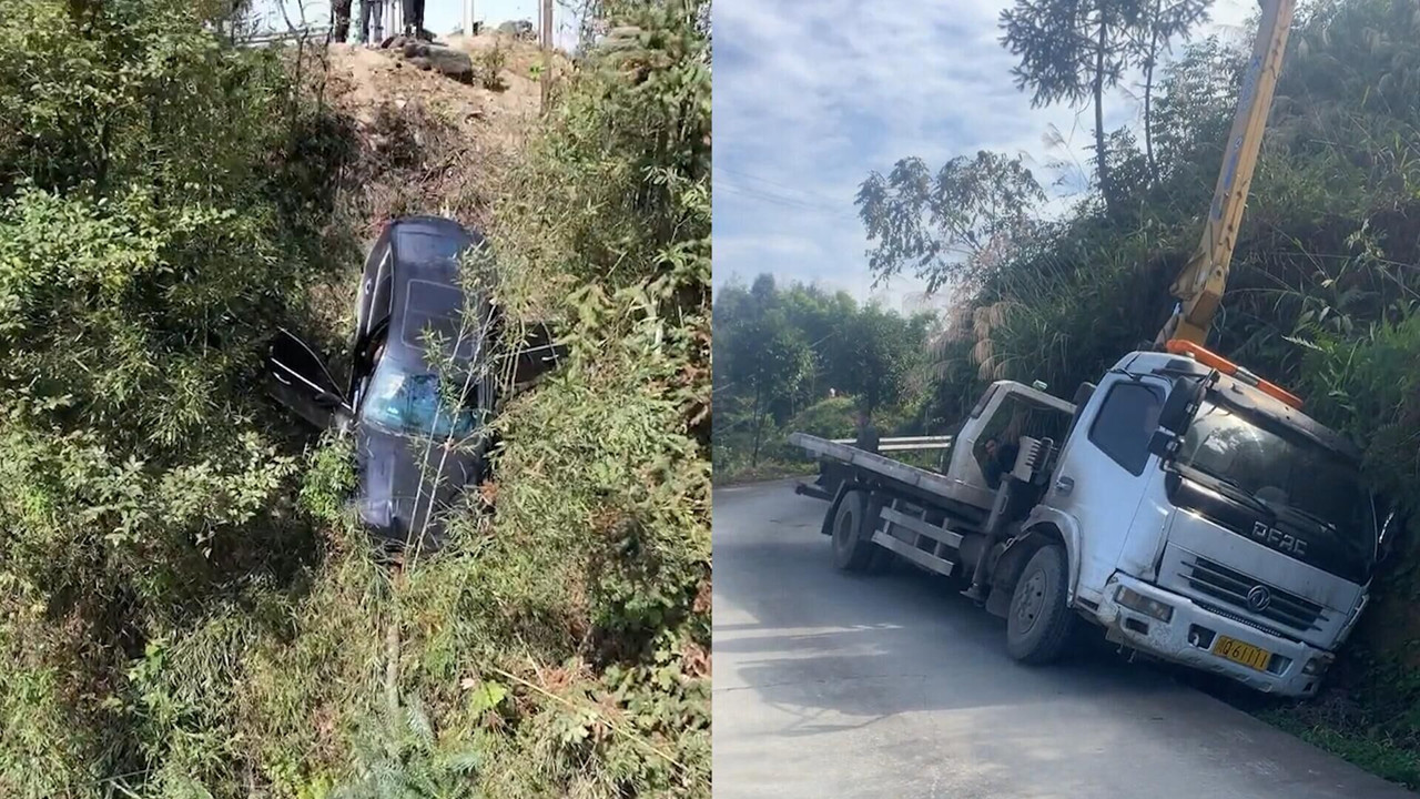 男子不慎將車開進溝裡,立馬找拖車和吊車幫忙,隨後一幕令其崩潰