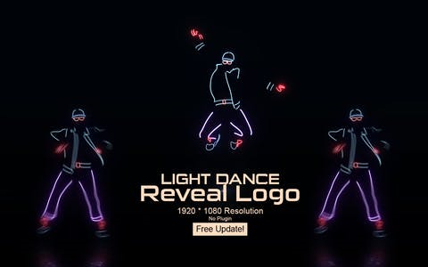 ae模板-街舞表演灯光舞蹈影子舞发光舞蹈特效的动态logo片头模板标识