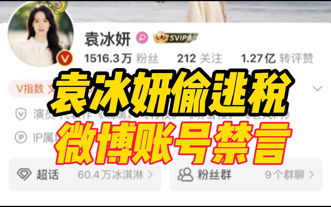 袁冰妍微博号被禁言,袁冰妍及其关联企业偷逃税,被追缴、加收滞纳金并罚款超430万哔哩哔哩bilibili