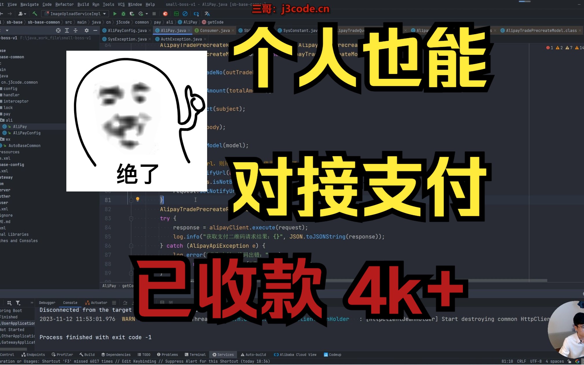 个人也能对接支付宝,已收款4k+哔哩哔哩bilibili