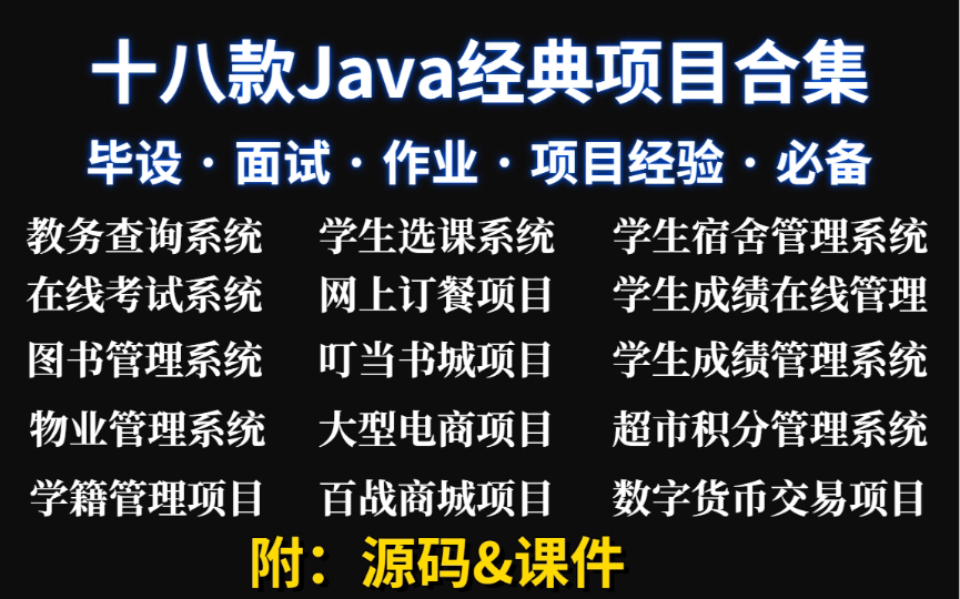 全站最全Java实战项目合集!(附源码课件)18款Java项目满足你各种需求!手把手教你开发项目Java毕设Java项目开发java入门Java基础训练哔哩哔...