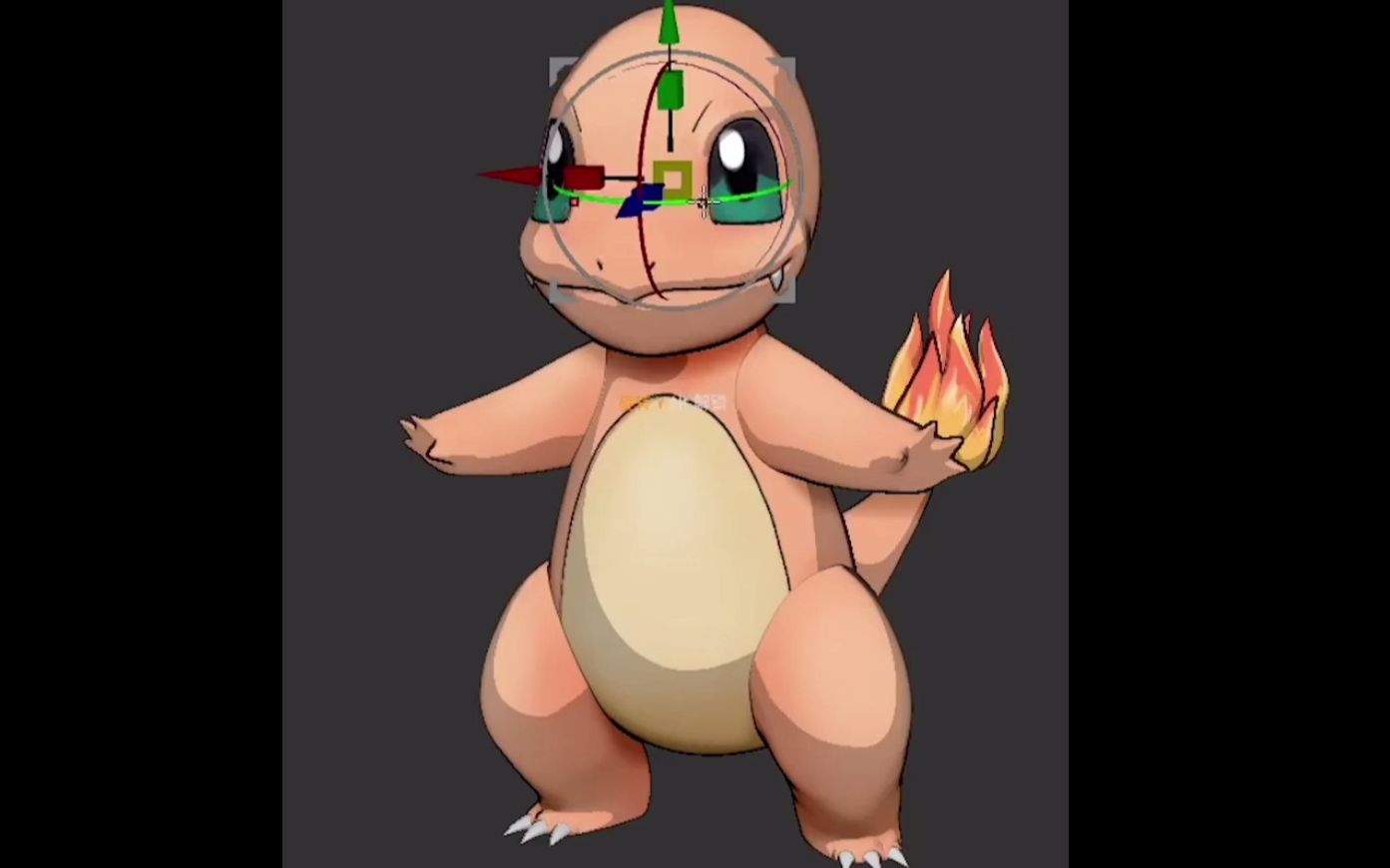 一个学了3年3d建模的朋友做的小火龙,大伙觉得做的怎么样