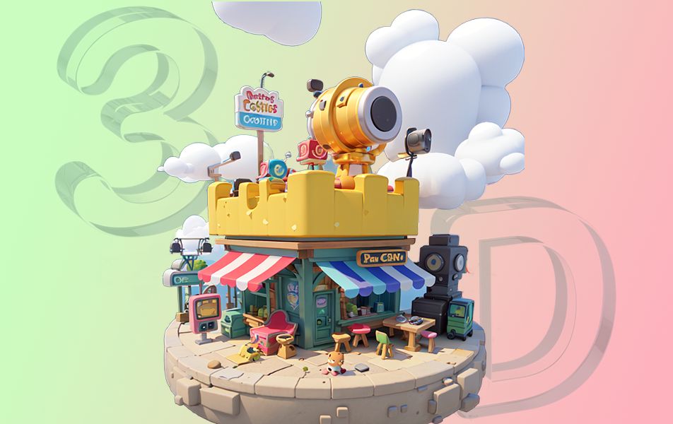 【3dmax建模】卡通风格场景"梦幻商店"零基础建模案例讲解,房屋模型