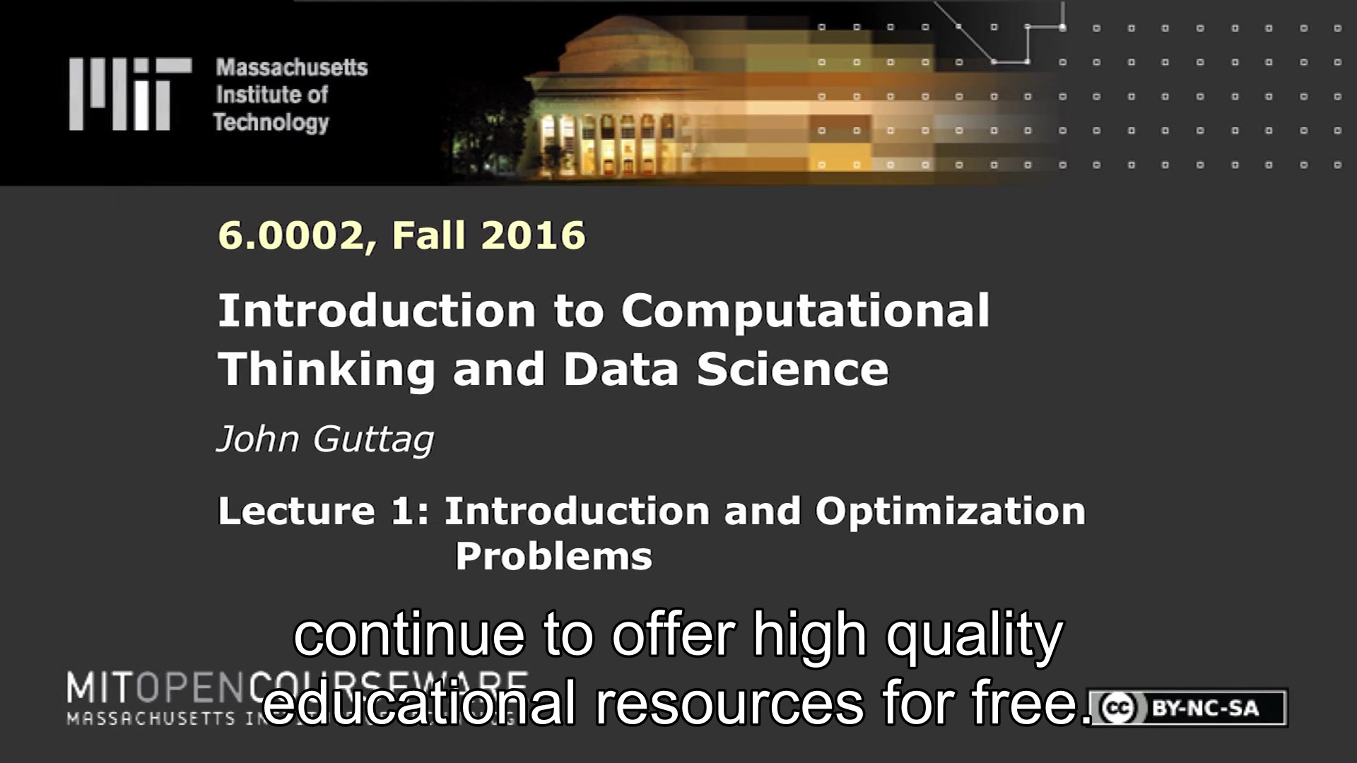 [图]MIT 6.0002计算思维以及数据科学导论 第1课（英字） 2016年秋季学期