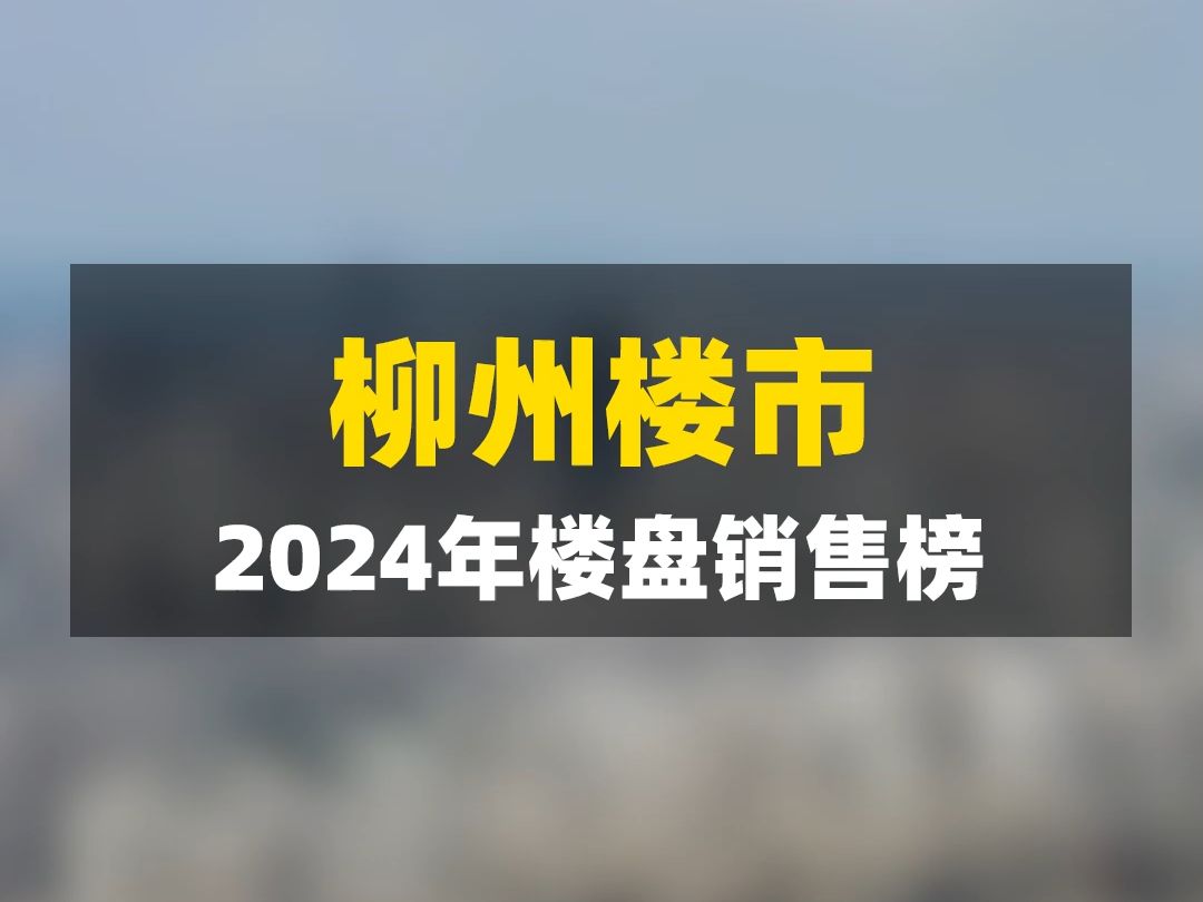 2024年销售榜出炉!全年柳州商品房总成交金额97.73亿哔哩哔哩bilibili