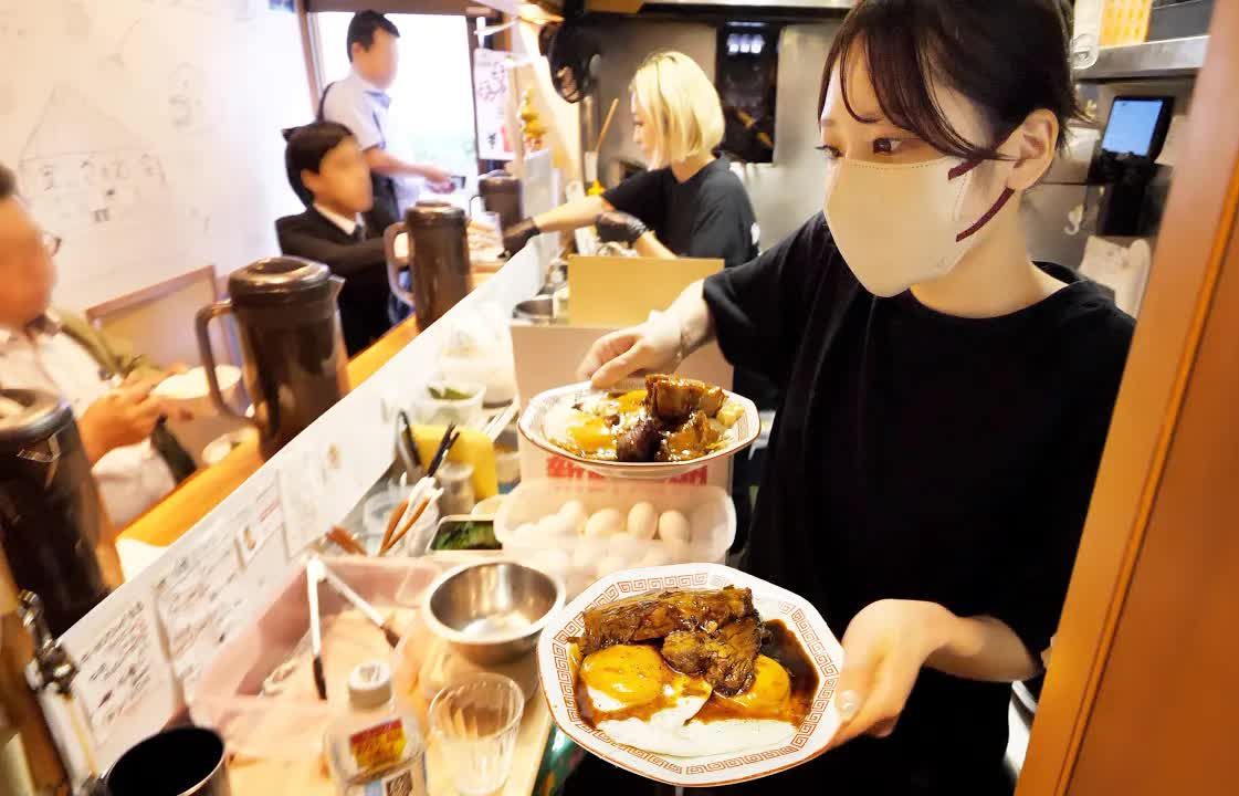 【日本美食】母女经营,超厚切烧豚定食,份量十足日式定食食堂哔哩哔哩bilibili