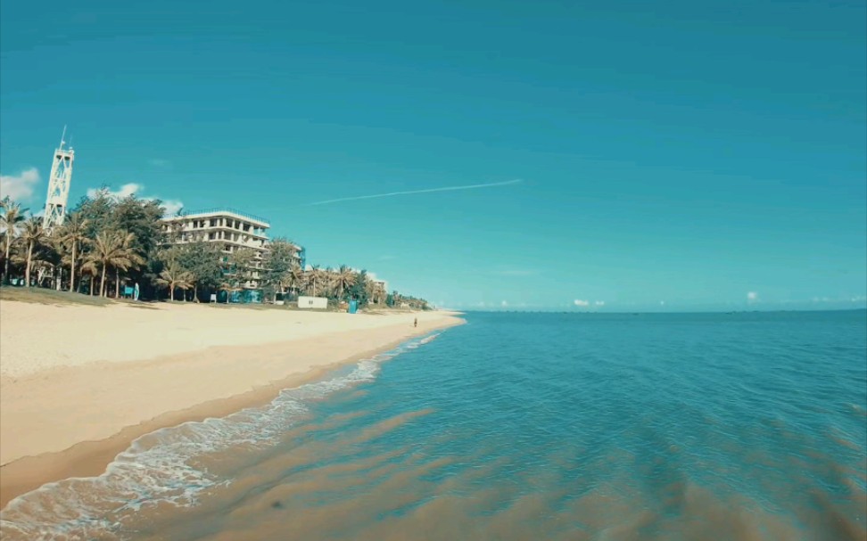 穿越机航拍,海口市椰风海岸