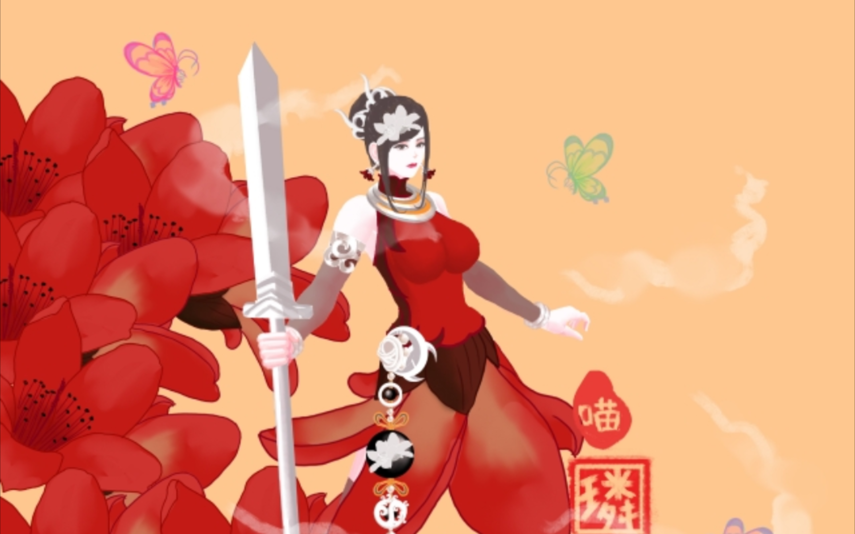 花卉-红木棉花-拟人画