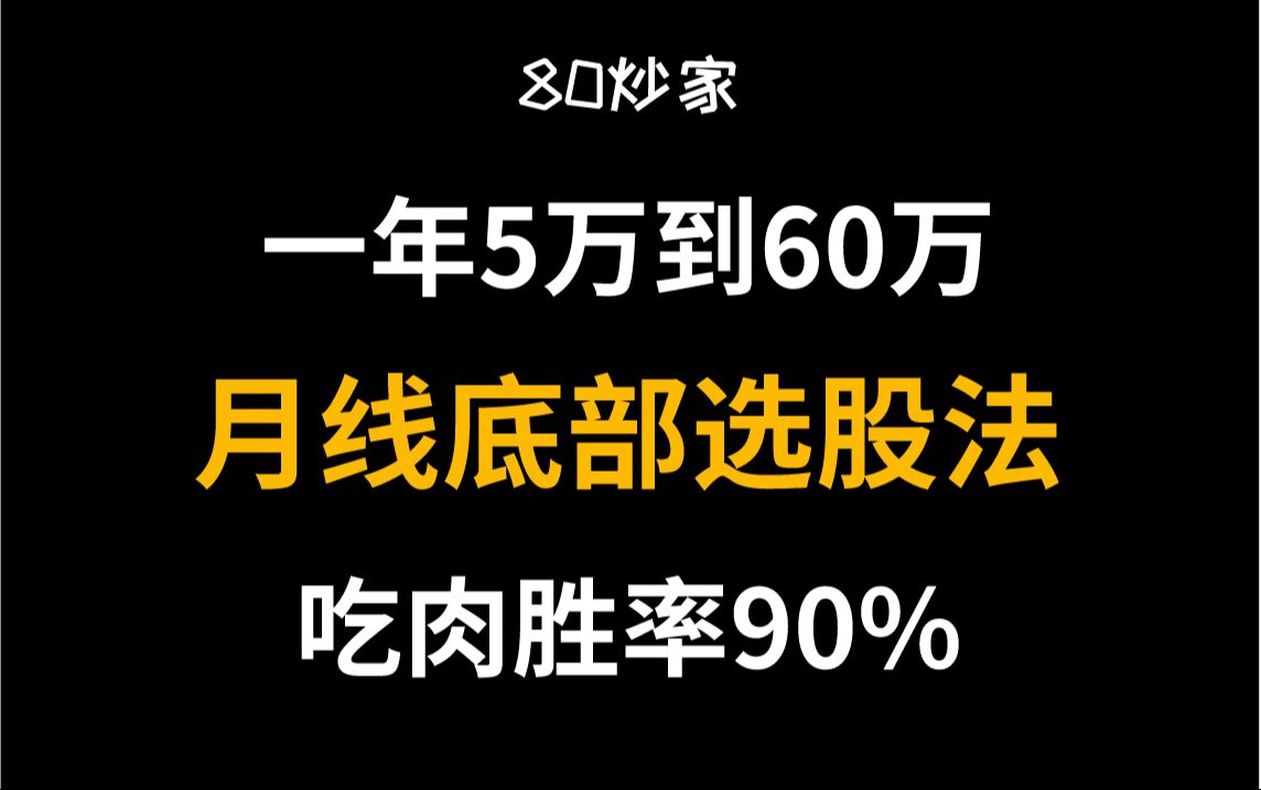 [图]小伙用月线底部选股法，轻松选出翻倍大牛股，一年5万做到60万！看完你也可以！