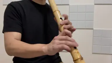 【都山流】尺八 銘【直水】銀唄口 銀二線中継 全長約54.5cm（送料無料） 竹山/敦山在銘 中継 銀三線 味のある尺八 2本 共箱 東さ6-1025①